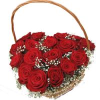 Valentines 17 Red Roses Basket.